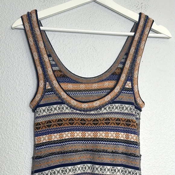 Free People Women’s Size XSmall Nordic Fair Isle Sweater Tank Dress Mini Short - Picture 5 of 16